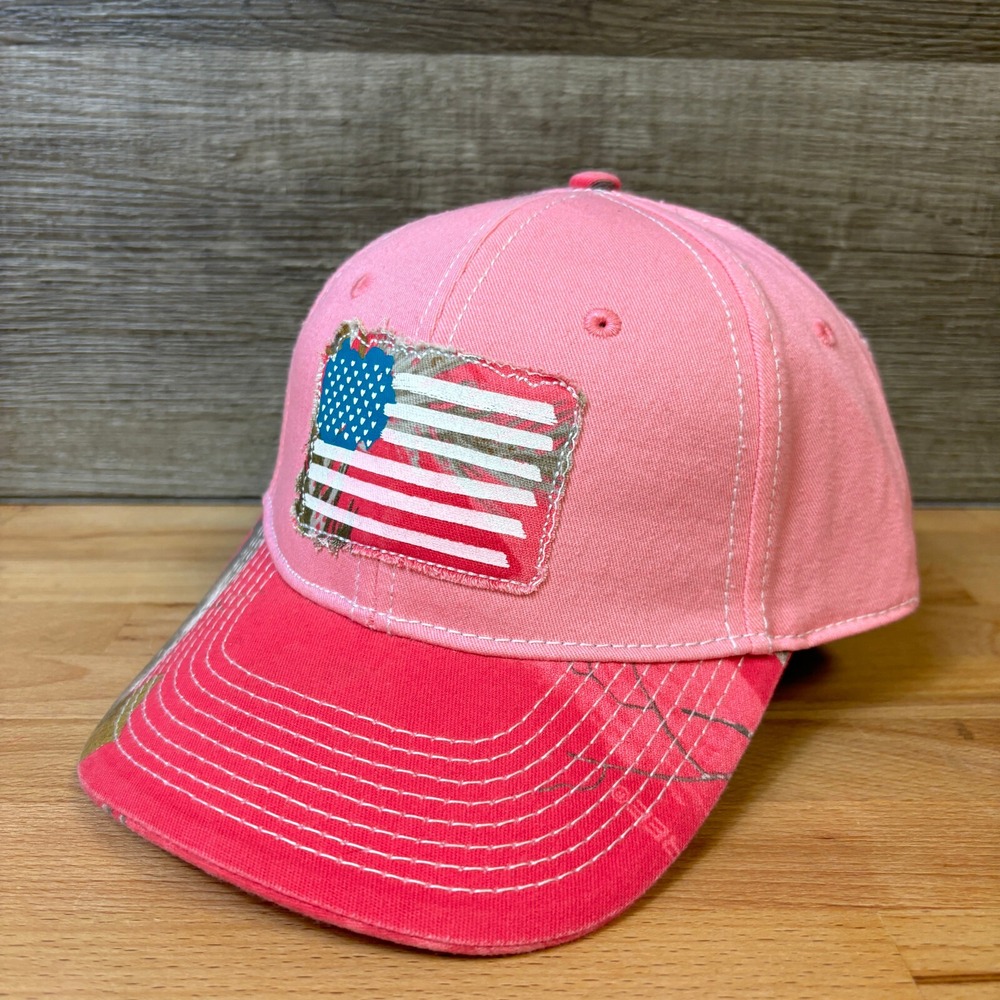 Buck Wear Hat Cap Strap Back Womens One‎ Size Pink USA Flag Hunting Outdoor